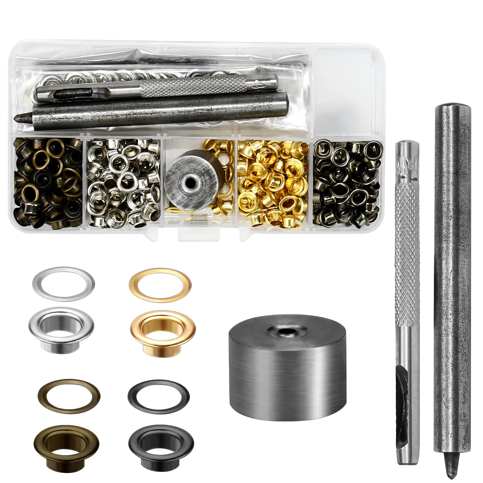 Amazon.co.jp: 両面ハトメ 4mm (両面ハトメ4色400組＋はと目工具3個